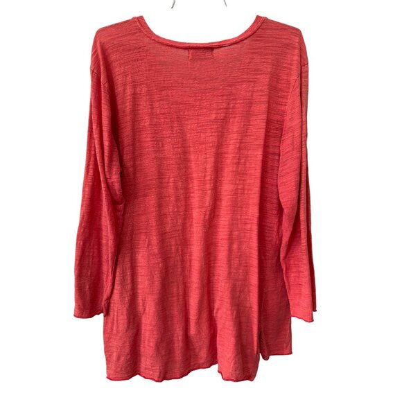 Fenini Shirt Size Medium Long Sleeve Scoop Neck Tee Slub Knit Pocket Lagenlook - Picture 2 of 6